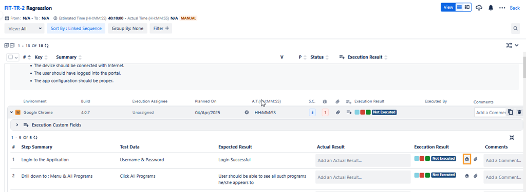 Link Defects or Bugs to Test Step