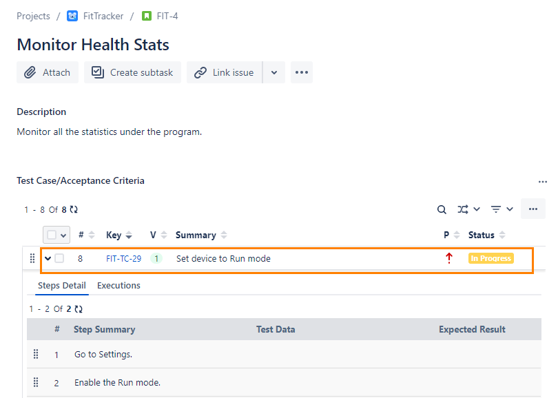 Expand Test Case to View Details