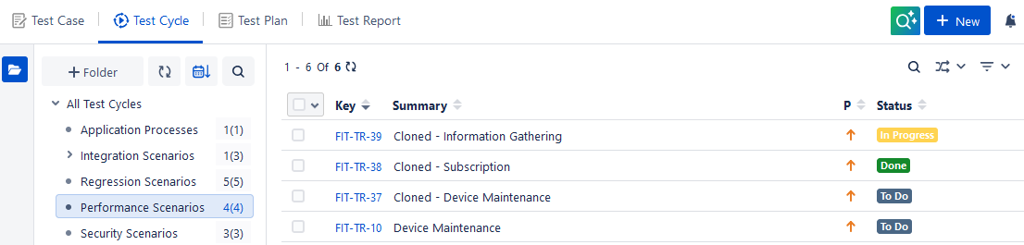 Test Cycle Cloned in Same Project
