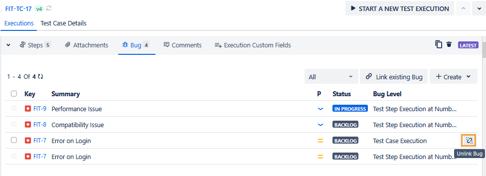 Unlink a Single Bug on Grid View