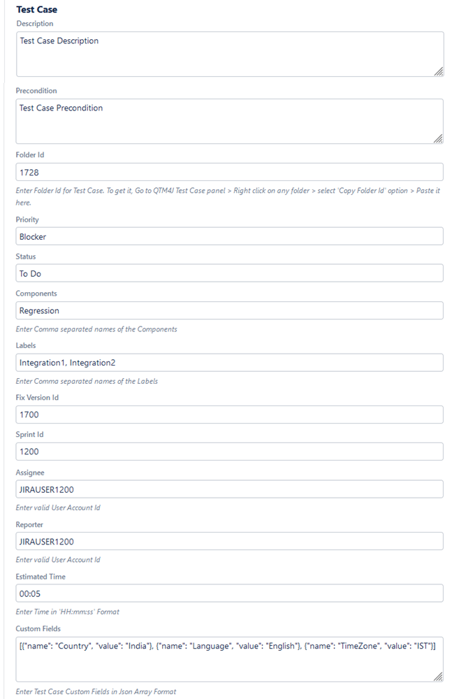 Cloud Test Case Fields Cloud Test Case Fields