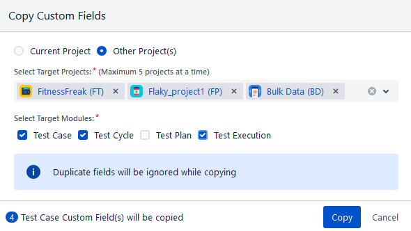 Copy to Other Projects Copy to Other Projects