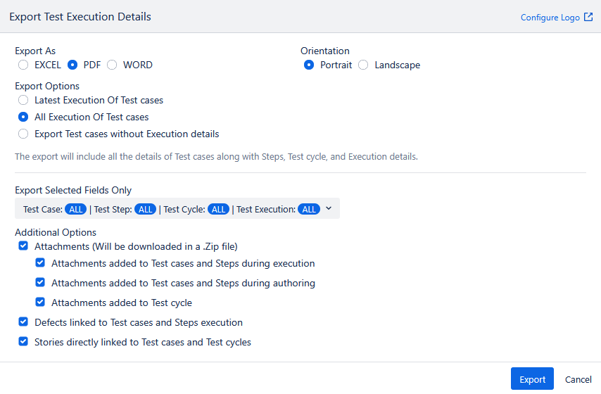 Test Execution Export to PDF Test Execution Export to PDF