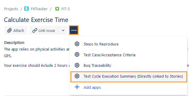 Test Cycle Execution Summary in Story