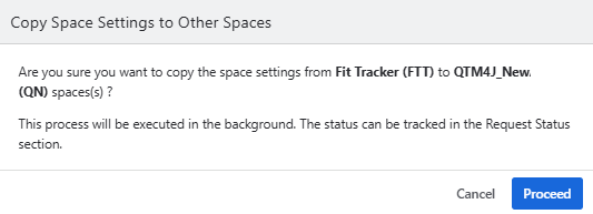 Project Settings Confirmation