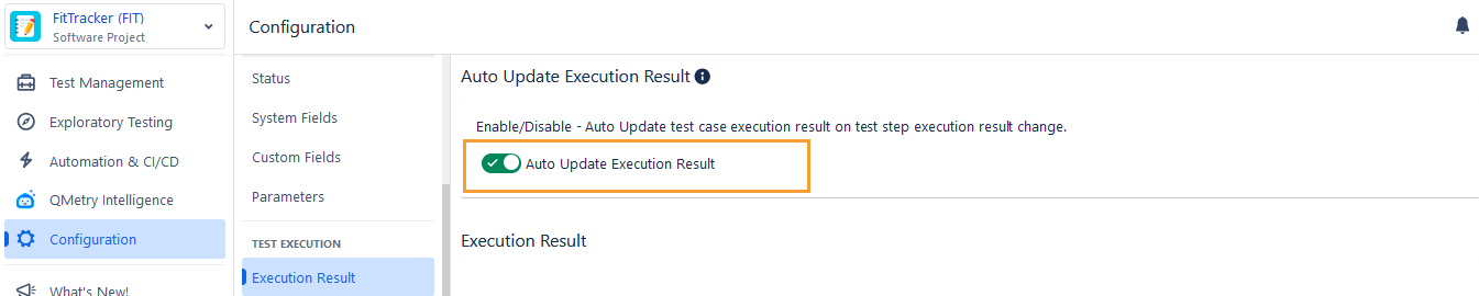 Execution Result Config