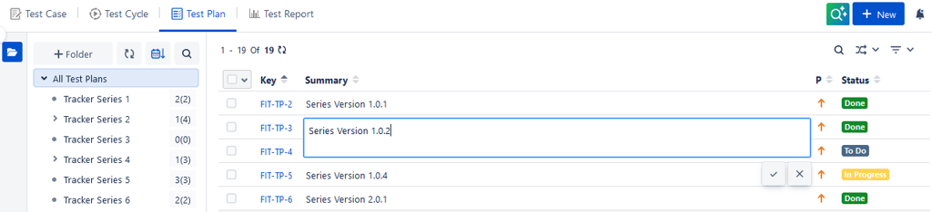 Edit from Test Plan List View