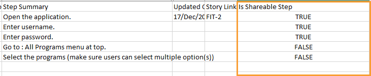 Identify Shareable Test Steps in Excel