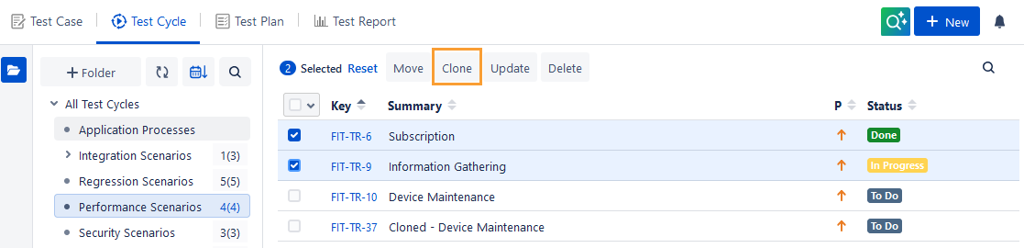 Bulk Clone Test Cycles
