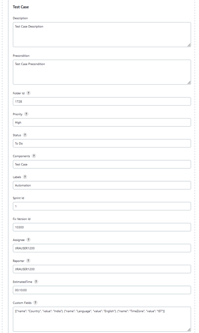 Post Build Actions Test Case Fields Post Build Actions Test Case Fields