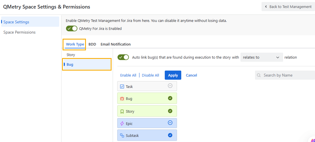 Enable Bug Issue Types
