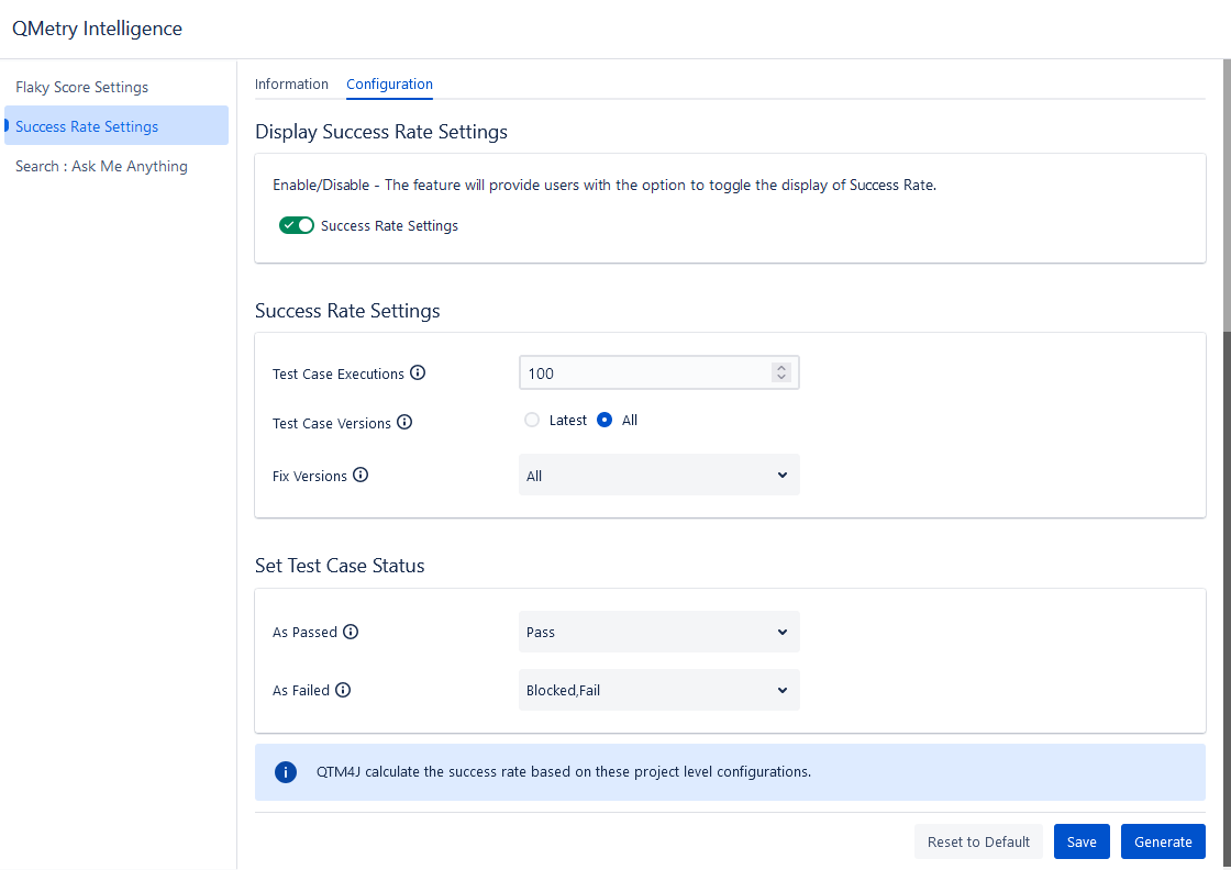 Success Rate Config Tab