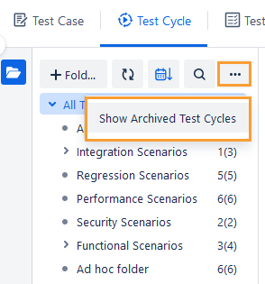 Show Archived Test Cycles Option