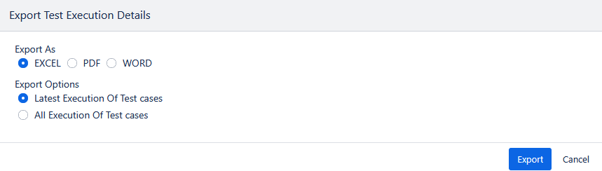 Select Format to Export Select Format to Export
