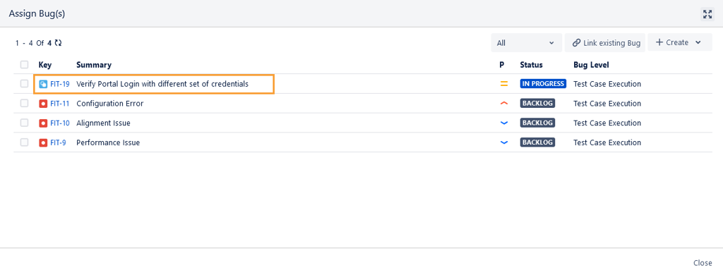 Bugs Tab on Execution Screen Bugs Tab on Execution Screen