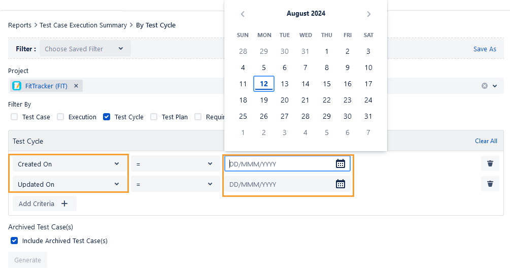 Filtered by (Created on)