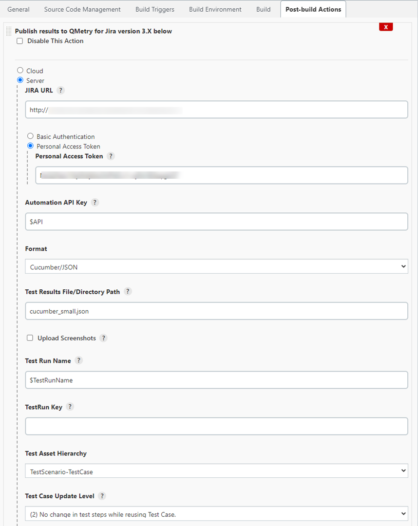 Define Param Postbuild Actions