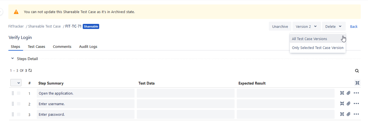 Delete Shareable from Detail Page