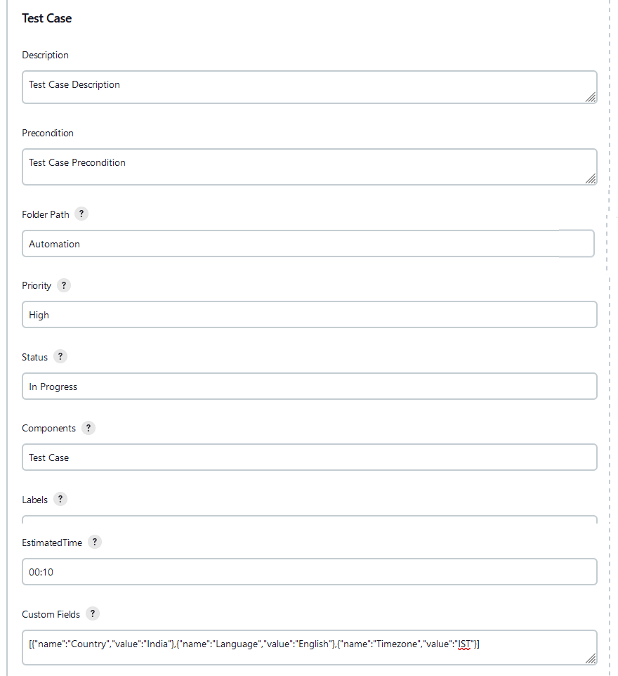 Jenkins Server TC Fields Jenkins Server TC Fields