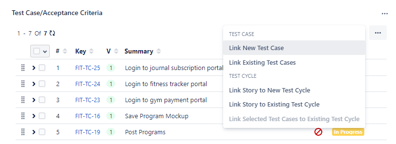 Link New Test Case from Story