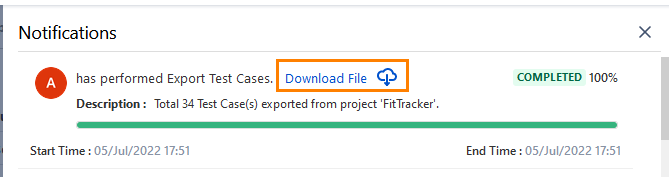 Download Exported Test Cases