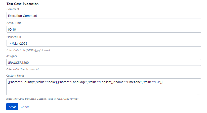 Server Test Case Execution Fields Server Test Case Execution Fields