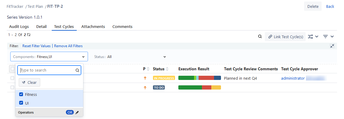 Filter with Operator