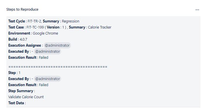 Steps to Reproduce Section on Bug Detail Page