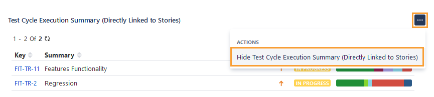 Hide Test Cycle Execution Summary Section