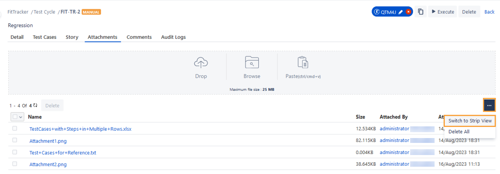 Attachment List View