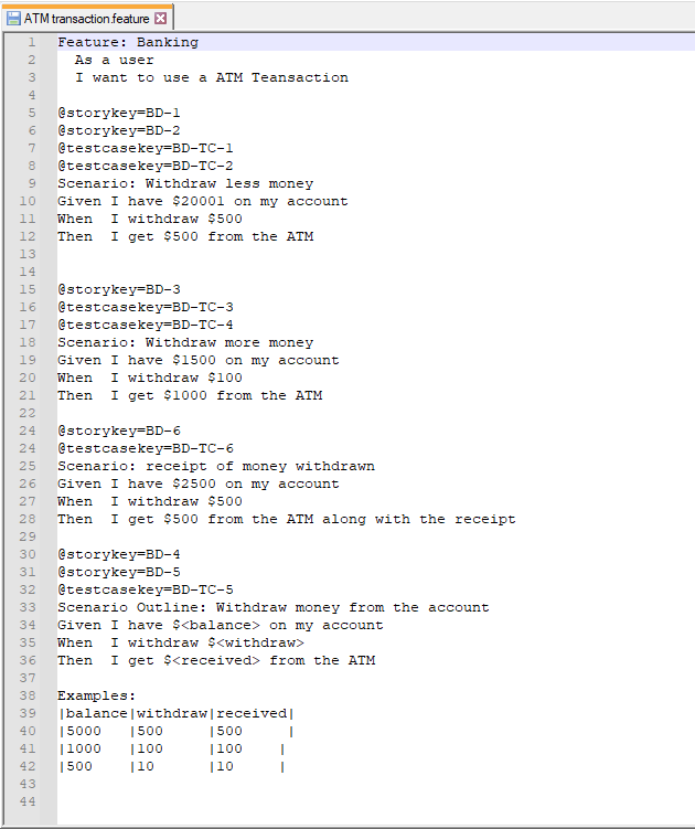 Cucumber Feature File