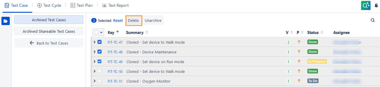 Delete Test Cases in Bulk Delete Test Cases in Bulk