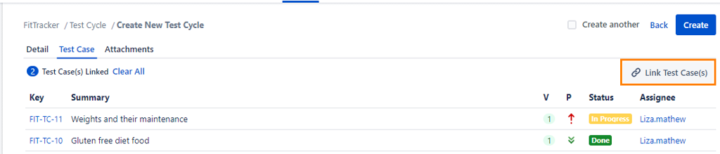 Link Test Cases to Test Cycle
