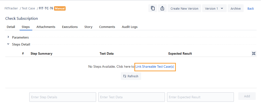 Link Shareable Test Case