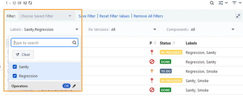 Test Cycle Search Filter Test Cycle Search Filter
