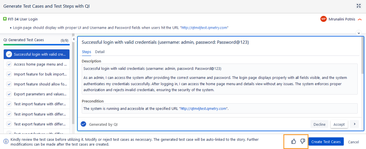 Generate TC Feedback Option Generate TC Feedback Option