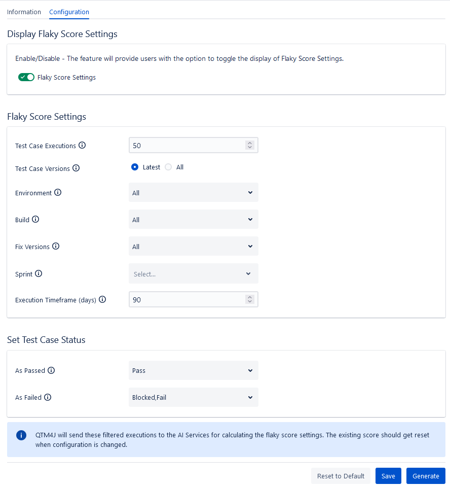 Flaky Score Config Tab