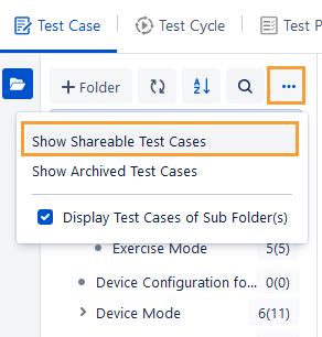 Shareable Test Case Option