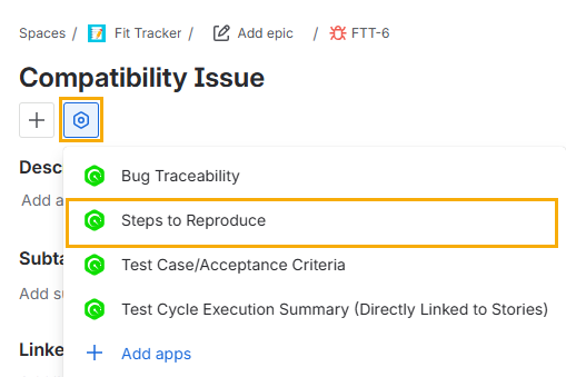 Steps to Reproduce Option