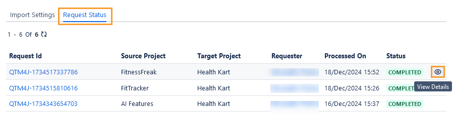 View Request Status View Request Status
