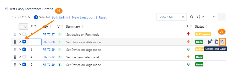 Delete links between Jira Work and Test Case