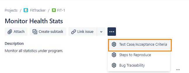 Test Case/Acceptance Criteria