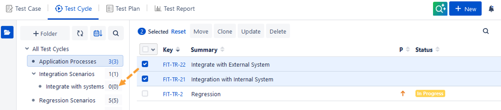 Move Test Cycles using Drag and Drop