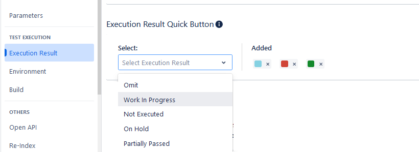 Set Execution Result Quick Button