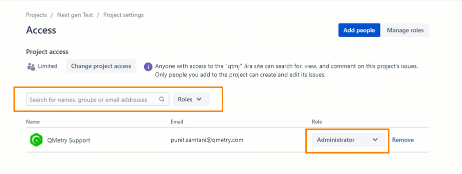 Projects with Private Access
