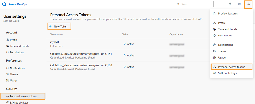 Azure DevOps New Token