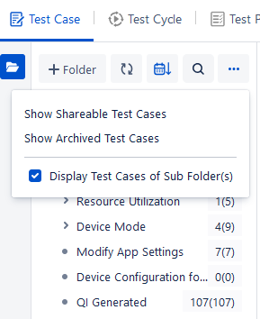 Display Test Cases of Sub Folders