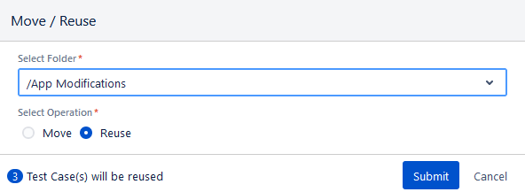 Select Test Case Reuse Folder Select Test Case Reuse Folder