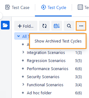 View Archived Test Cycles View Archived Test Cycles