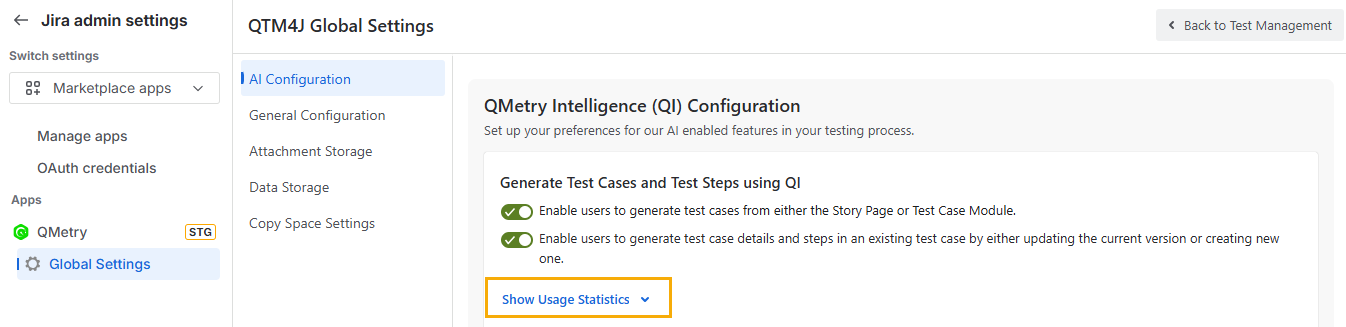 Stats of TC Generated with QI